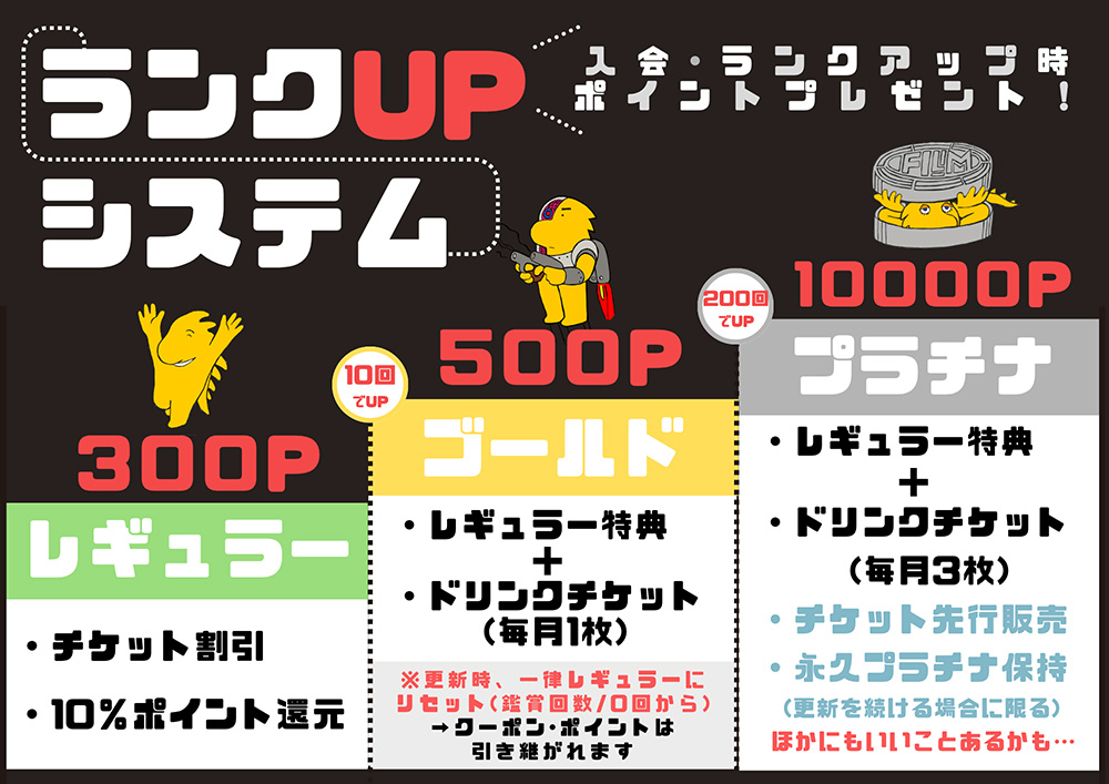 鑑賞回数で特典が増える＜ランクシステム＞のご案内 - お知らせ - 新文芸坐